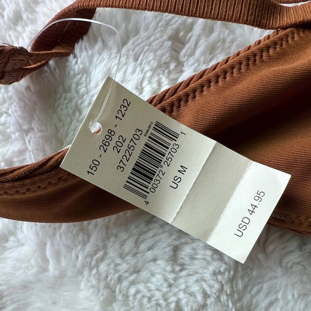 OFFLINE by Aerie Goals Ribbed Sports Bra Copper Brown Medium Support V-Neck M